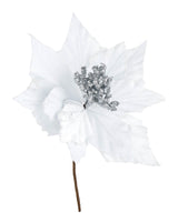 Artificial Poinsettia Flower, White, 26 cm