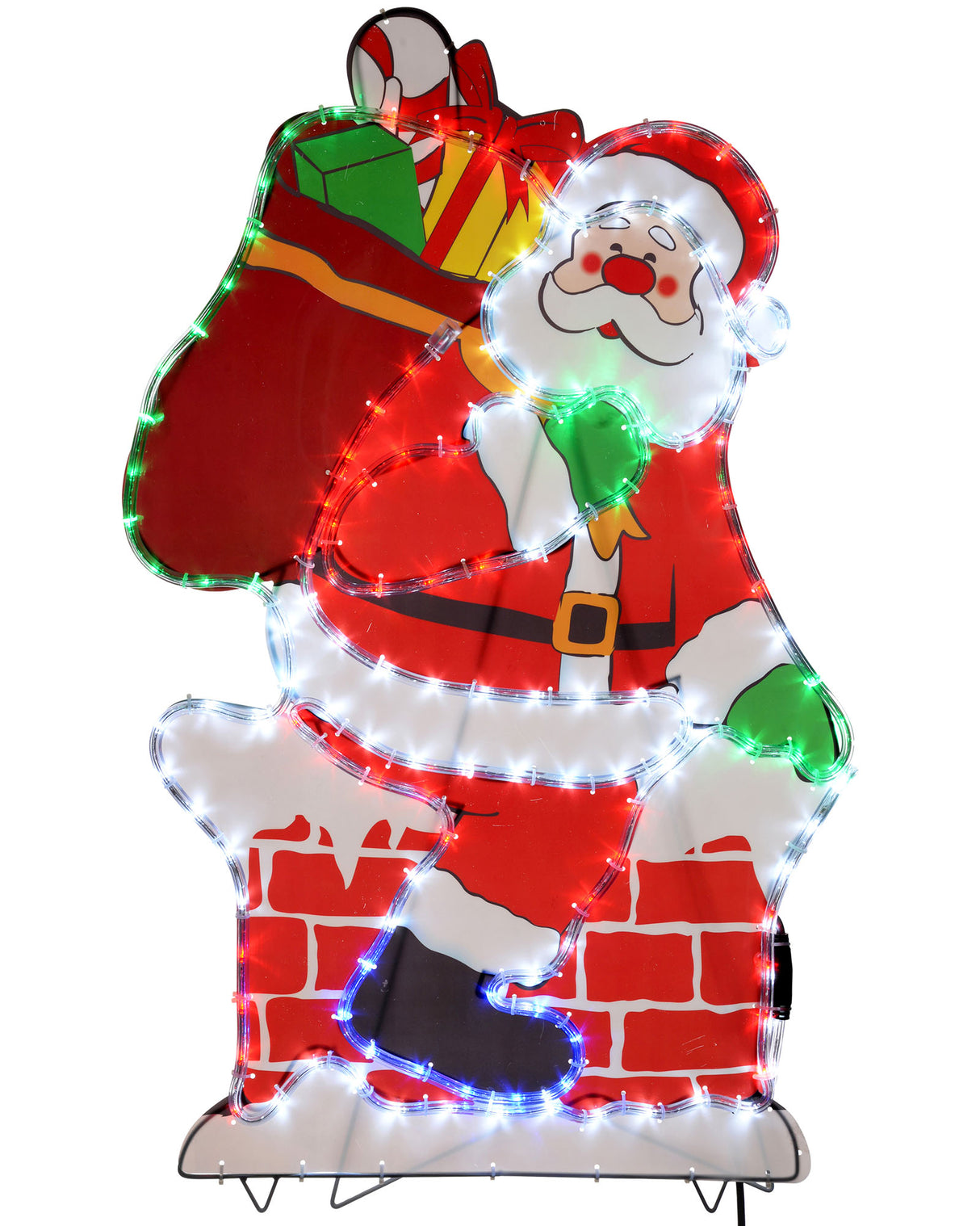 Santa on Chimney Rope Light Silhouette, 95 cm