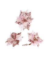 Artificial Baby Pink Poinsettia Flower with Clip, 3 Pack, 12 cm