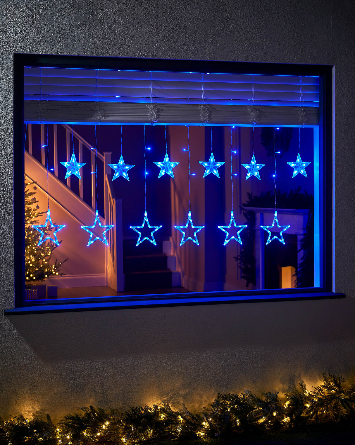 Flashing Star Curtain Net Light, Blue, 2 m