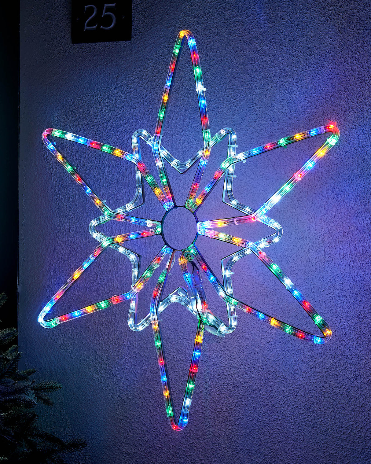Pre-Lit Northern Star Rope Light Silhouette, Multi-Colour, 64 cm