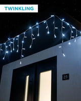 LINK PRO Twinkling LED Icicle Lights, White