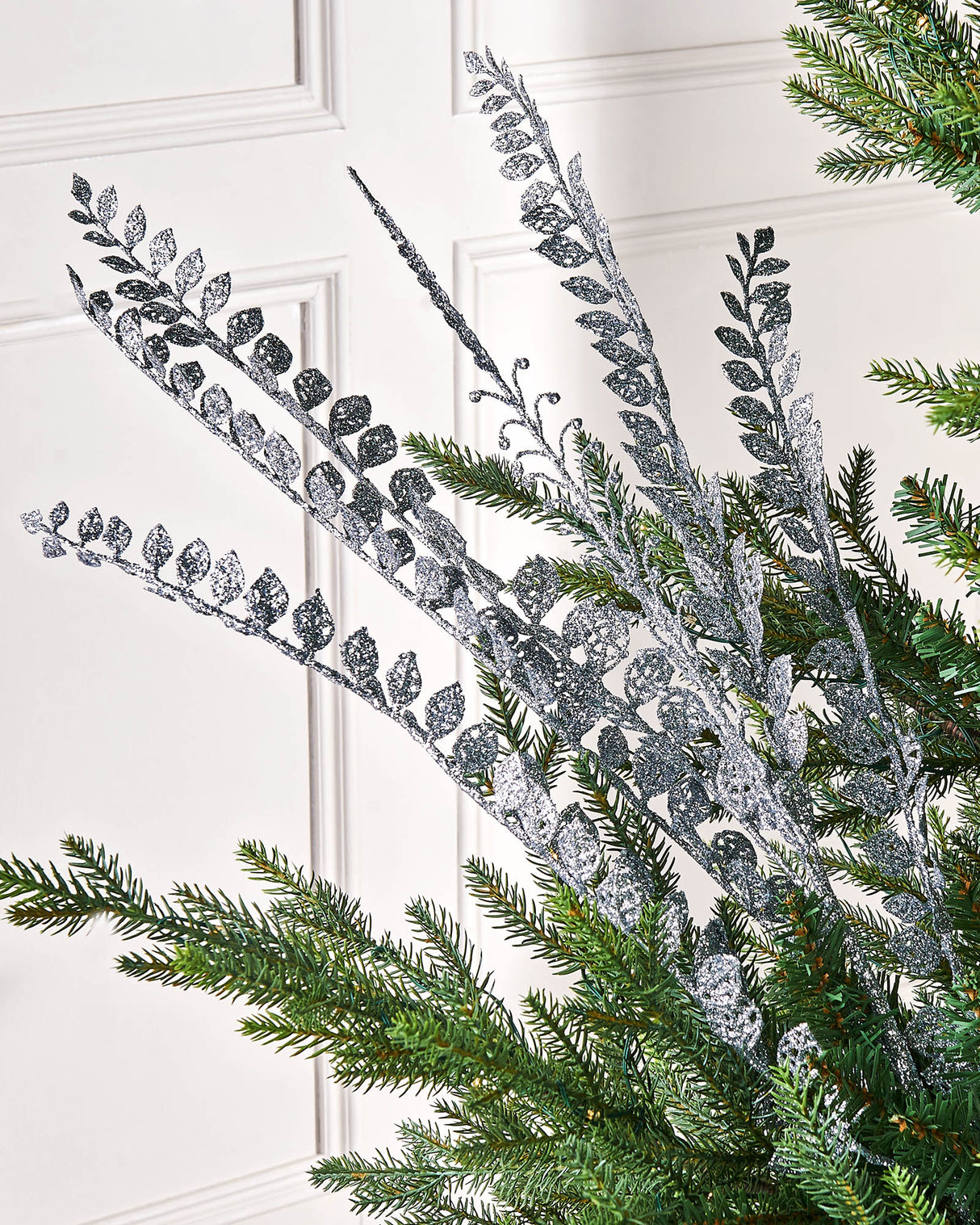 Silver Leaf Christmas Tree Spray, 84 cm