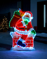 Santa on Chimney Rope Light Silhouette, 95 cm