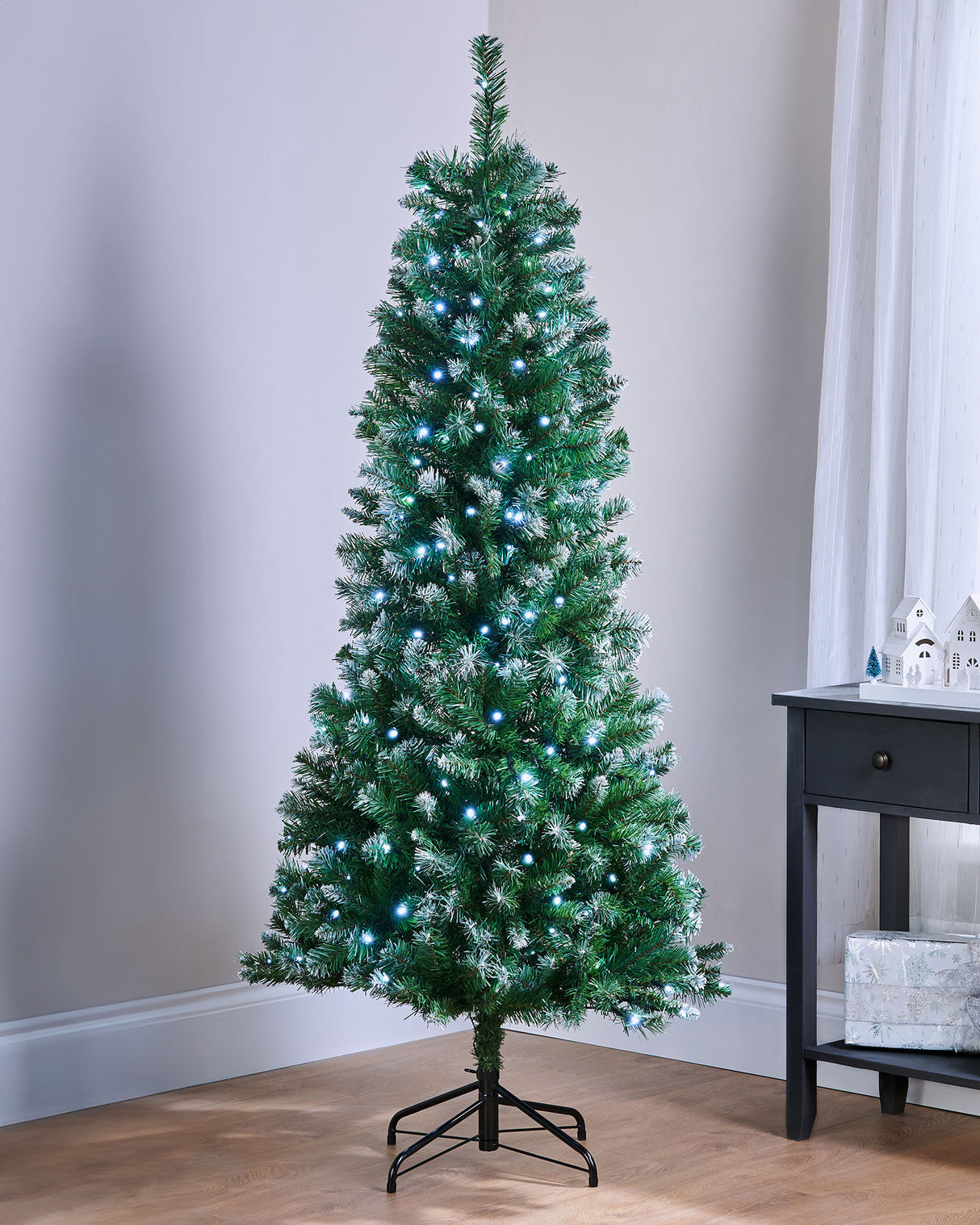 Pre-Lit Slim Frosted Christmas Tree, 6 ft
