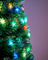Pre-Lit Fibre Optic Pencil Christmas Tree with Multi-Coloured LED Stars