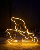Twin Reindeers with Santa Sleigh Neon Rope Light Silhouette, 2.6 m