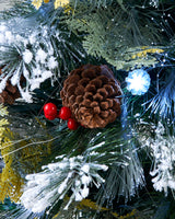 Pre-Lit Snow Flocked Pinecone & Berries Fibre Optic Christmas Tree