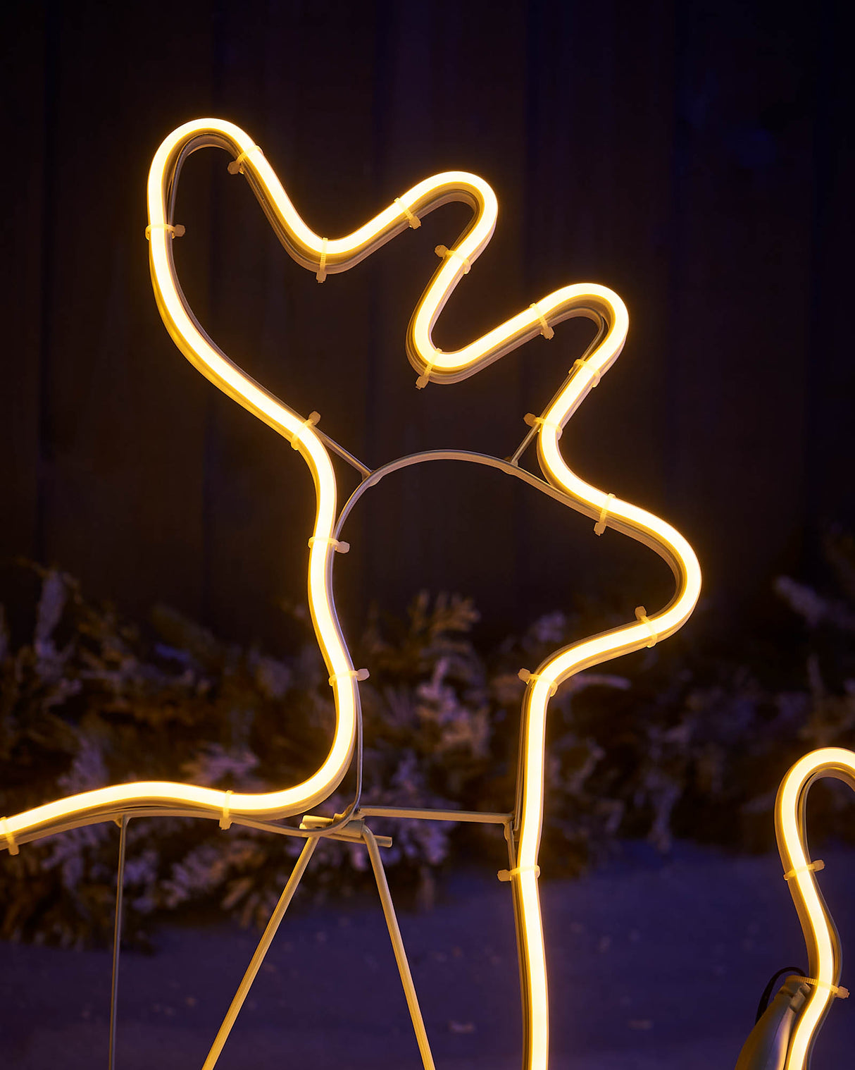 Twin Reindeers with Santa Sleigh Neon Rope Light Silhouette, 2.6 m