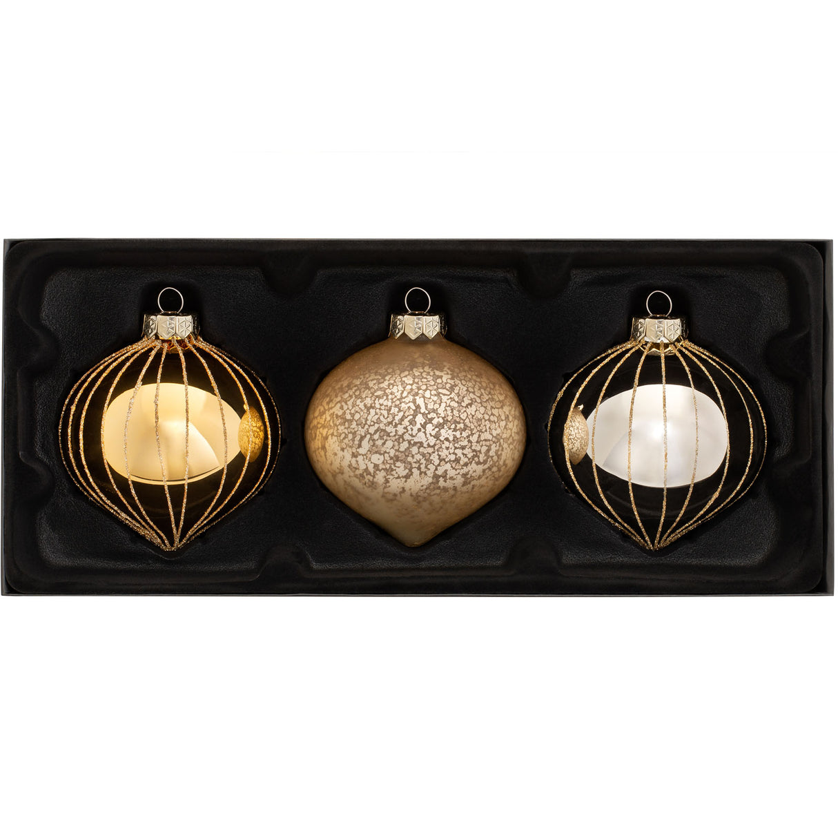 Glamour Glass Baubles, 3 Pack, 11 cm