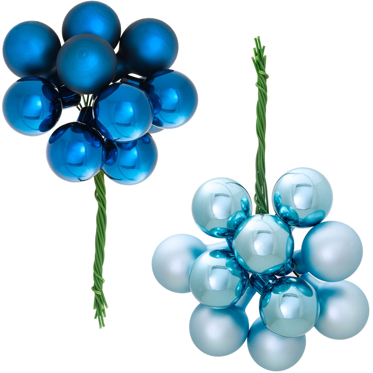 Antarctica Blue Glass Berry Cluster Baubles, 5 pack
