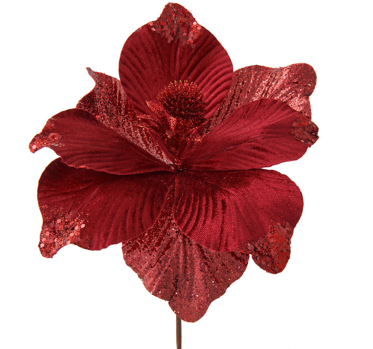 Artificial Magnolia Flower, Red, 25 cm