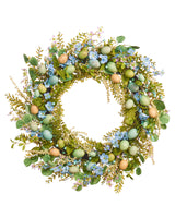 Artificial Easter Egg Wreath, Blue, 28 Inch