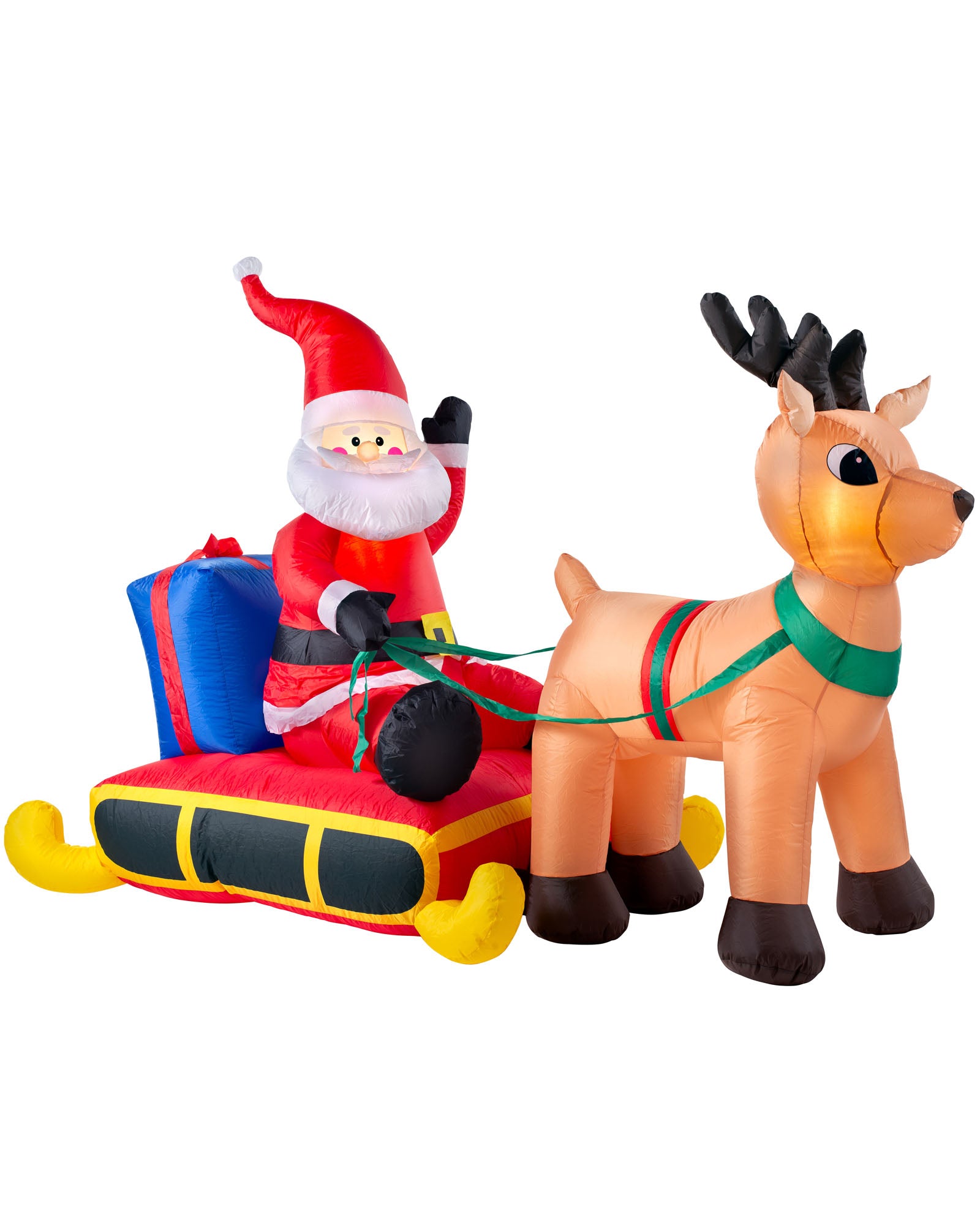 PreLit Inflatable Santa with Reindeer, 7 ft — We R Christmas