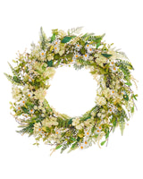 Artificial Spring Daisy Wreath, Green & White, 28 Inch