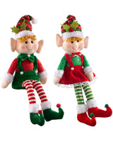 Set of 2 Sitting Elf Figurines, 46 cm