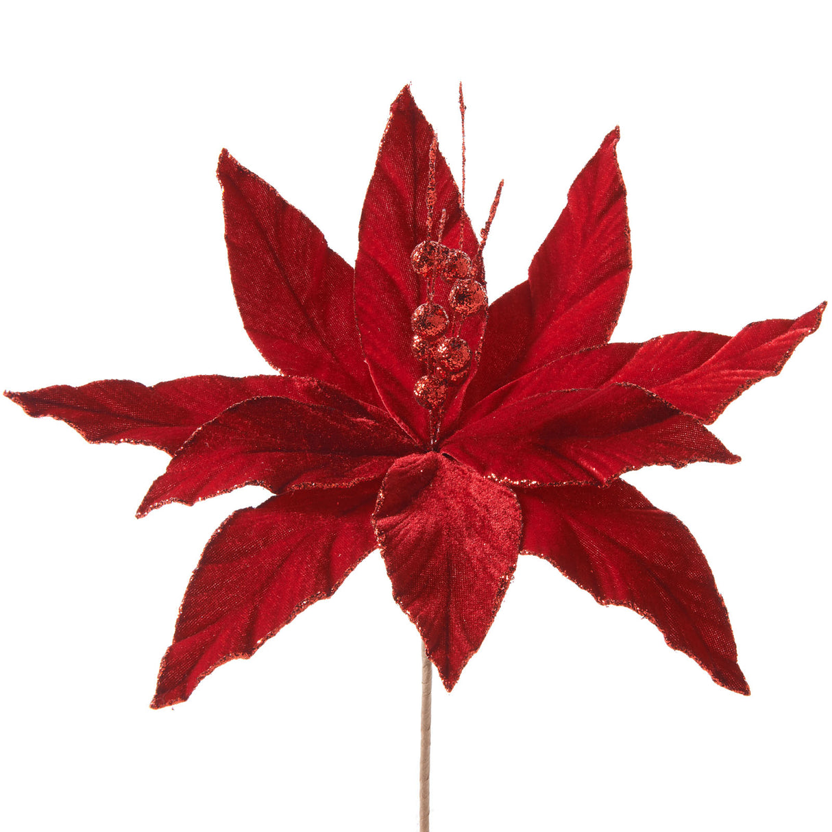 Artificial Poinsettia Flower, Red, 25 cm