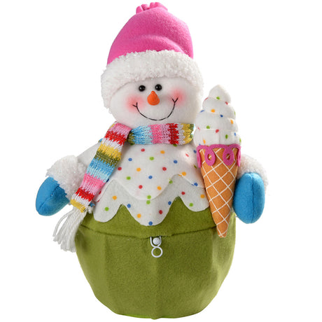 Colourful Snowman Basket, 26 cm