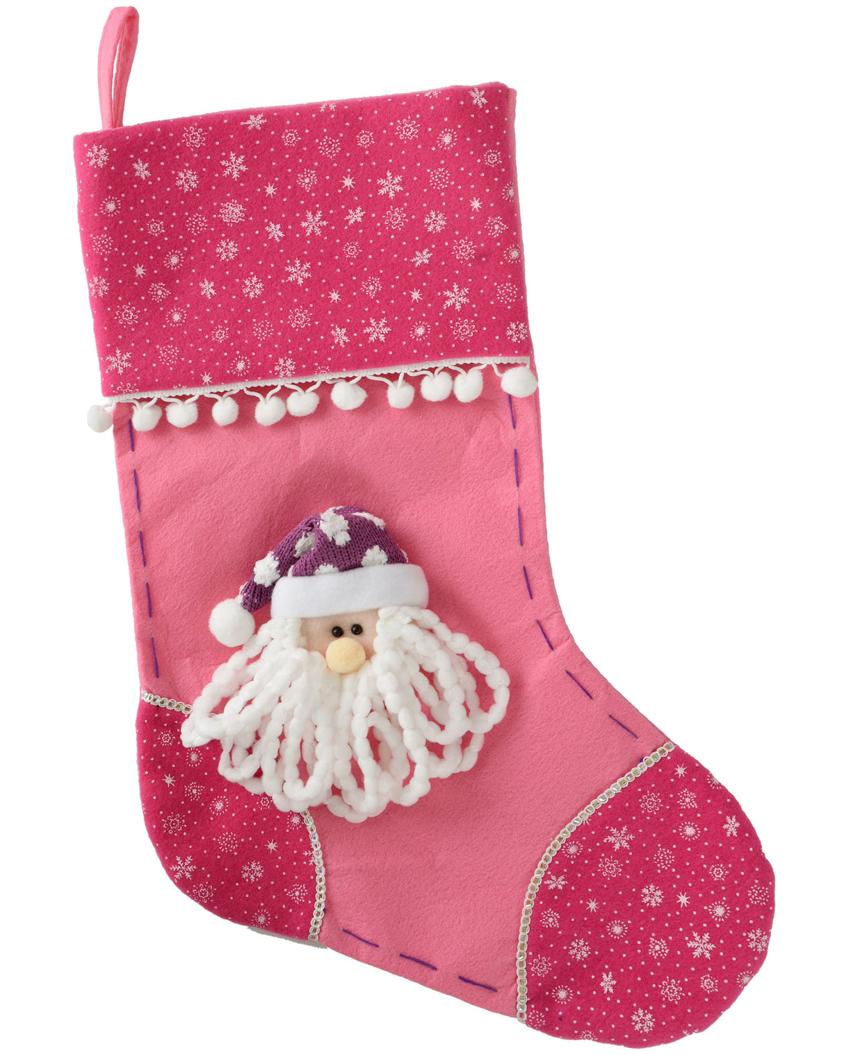 Santa Stocking, Pink/Purple, 48 cm