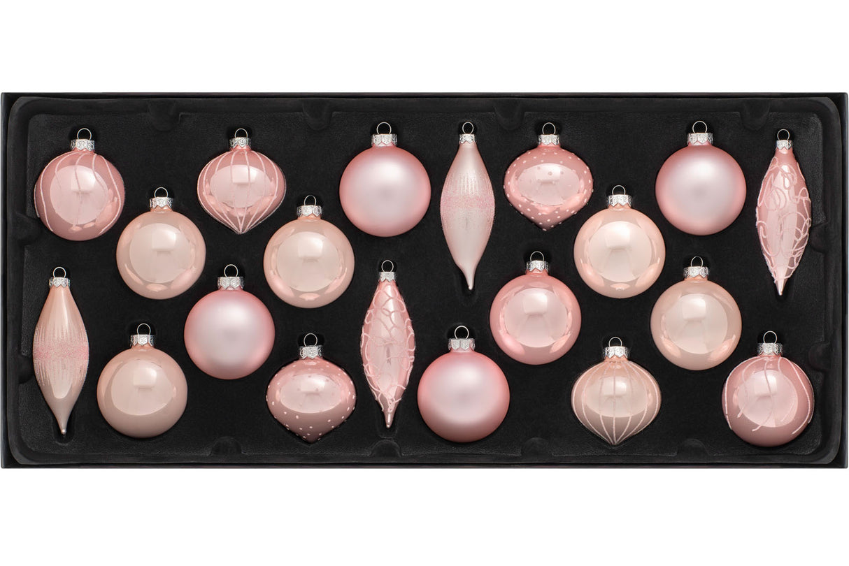Baby Pink Glass Baubles, 20 Pack