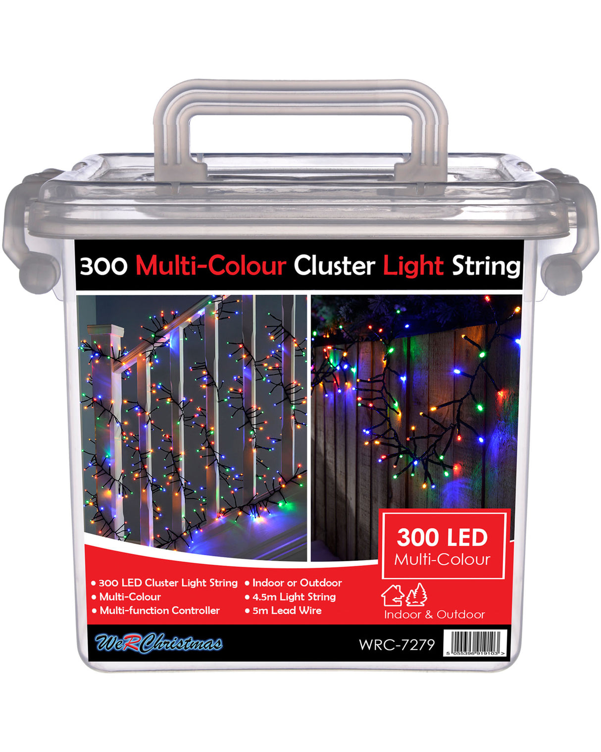 Chasing Cluster Light String, Multi-Coloured
