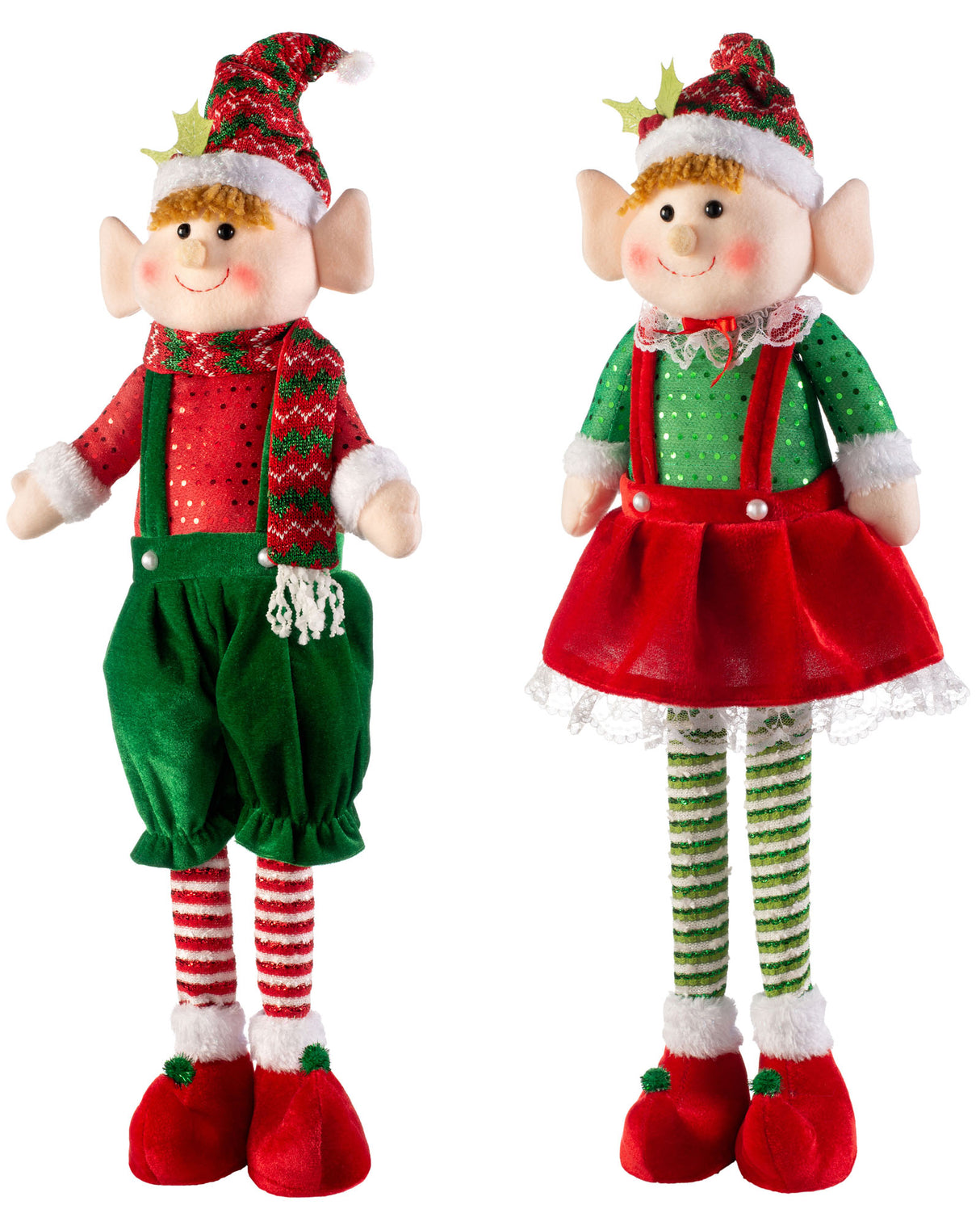 Set of 2 Standing Elf Figurines, 60 cm