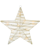 Pre-Lit Paper String and Gauze Star, White, 46 cm