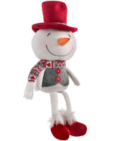 Sitting Snowman Figurine, Red and Grey, 33 cm