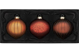 Copper Glass Baubles, 3 Pack, 11 cm