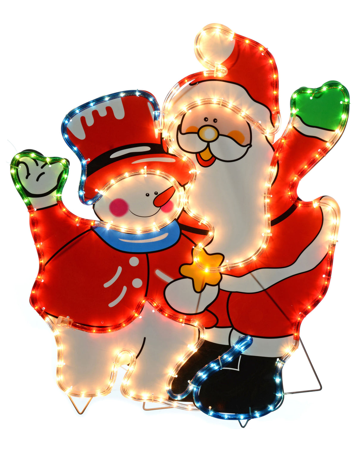 Santa and Snowman Rope Light Silhouette, 71 cm