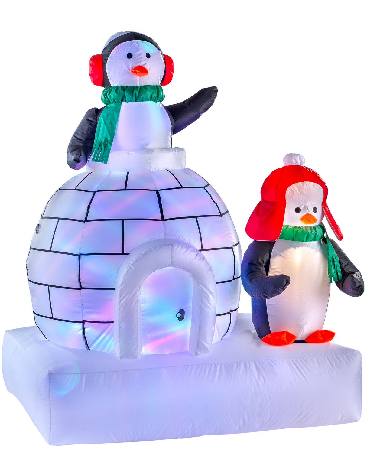 Pre-Lit Inflatable Penguin Family and Igloo, 5 ft