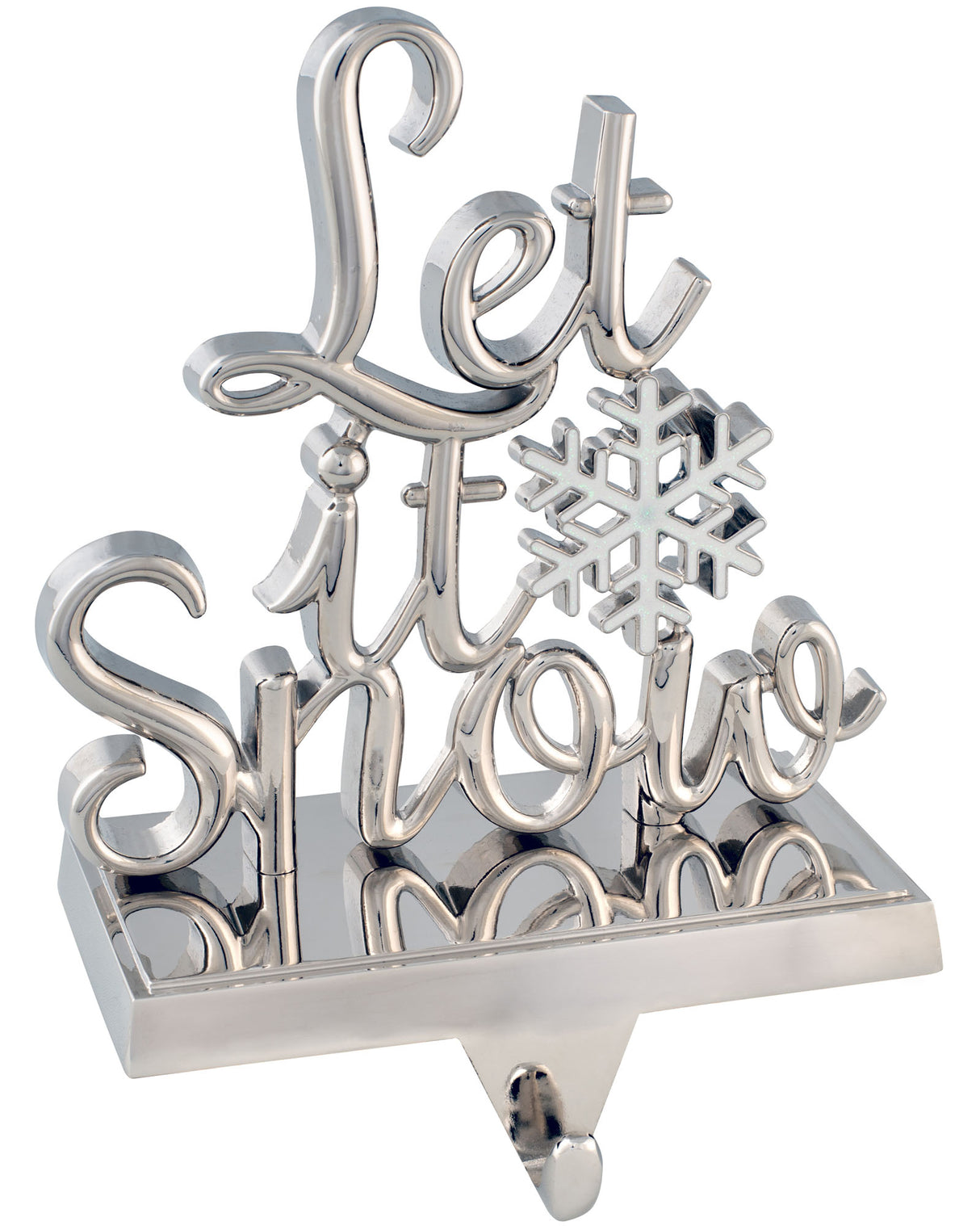 Let it Snow Christmas Stocking Holder, Silver, 17 cm