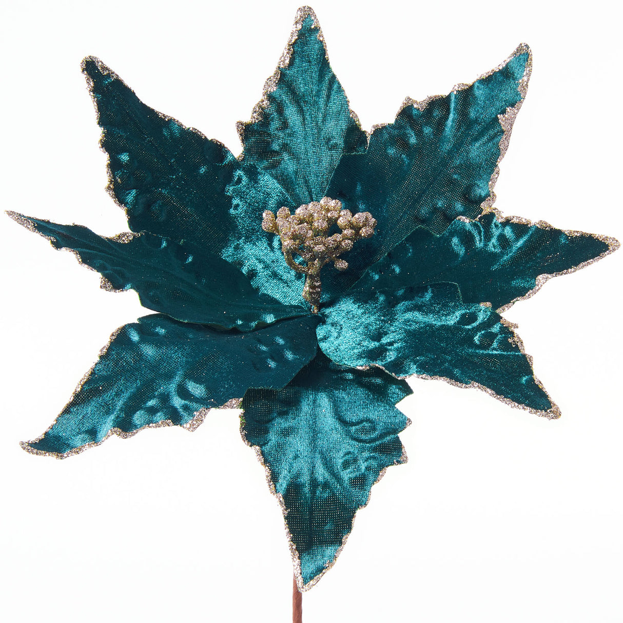 Artificial Poinsettia Flower, Turquoise, 28 cm