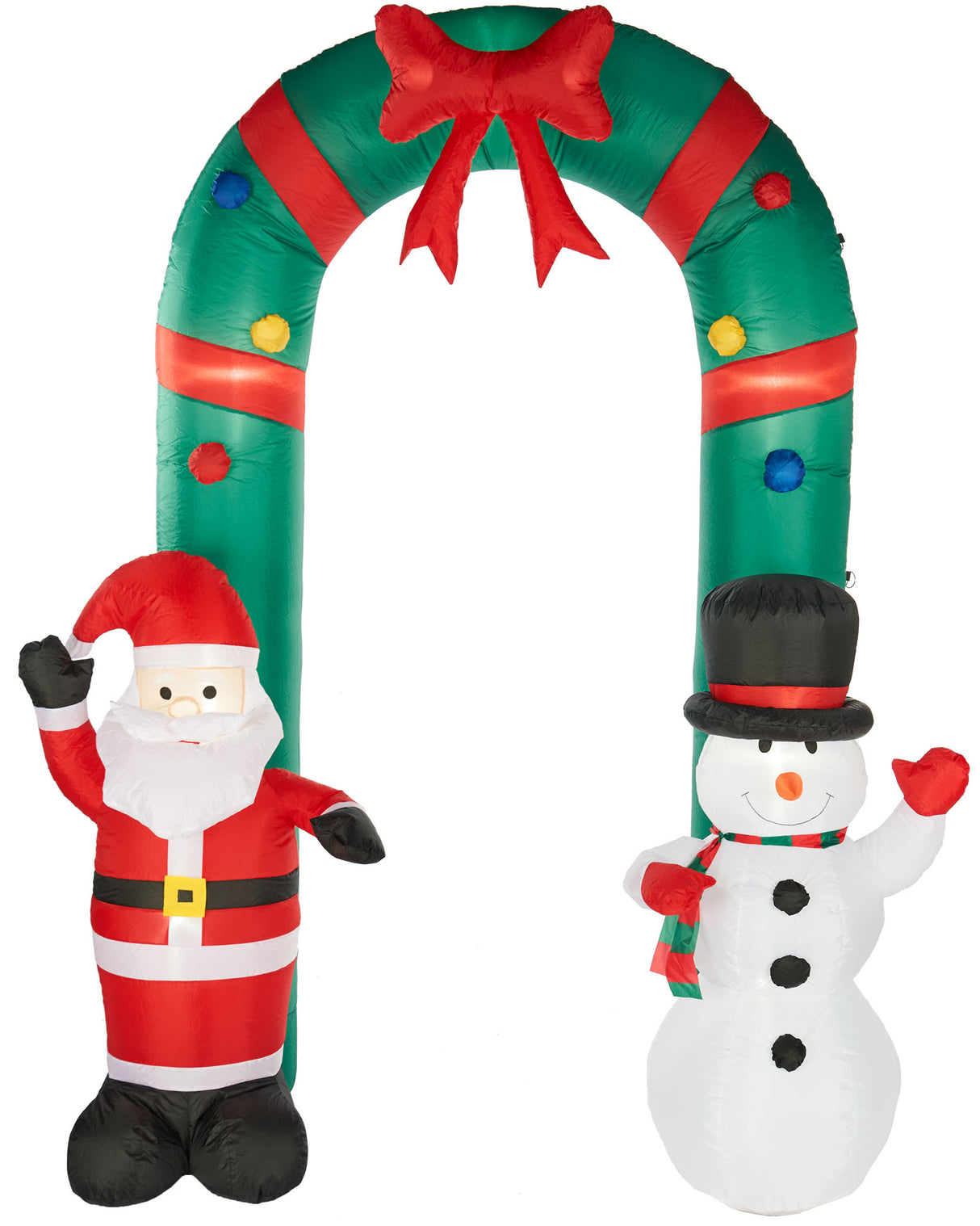 Pre-Lit Inflatable Santa & Snowman Candy Cane Arch, 8 ft