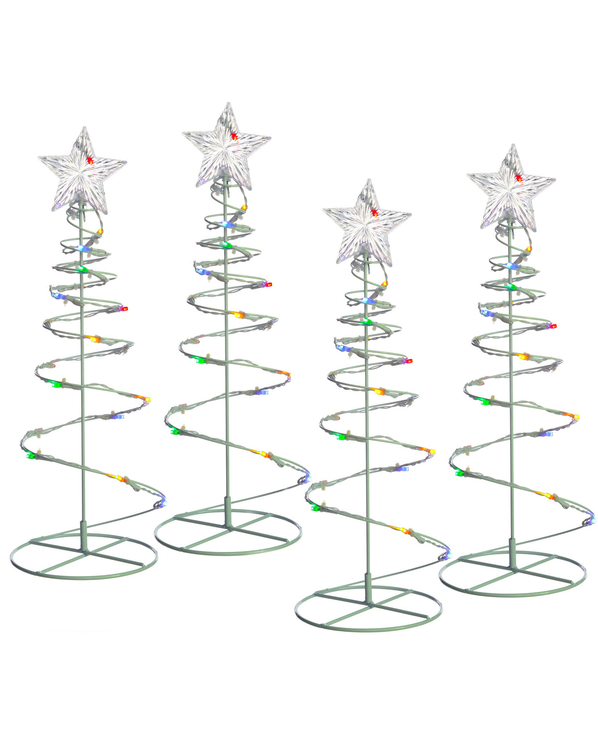 Set of 4 Spiral Trees Rope Light Silhouette, 55 cm