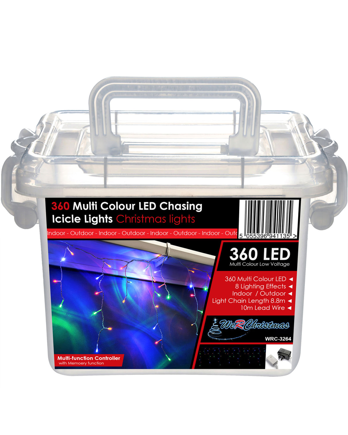 360 Icicle LED Light String, Multi-Coloured, 8.8 m