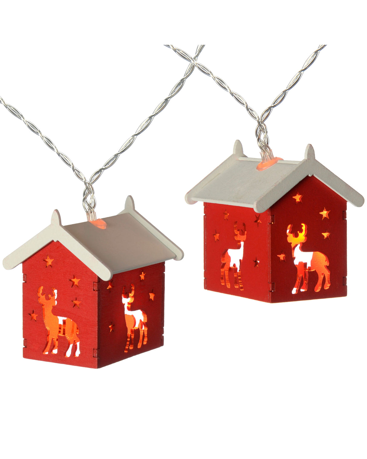 Battery Operated Wooden House LED Light String, 1.8 m