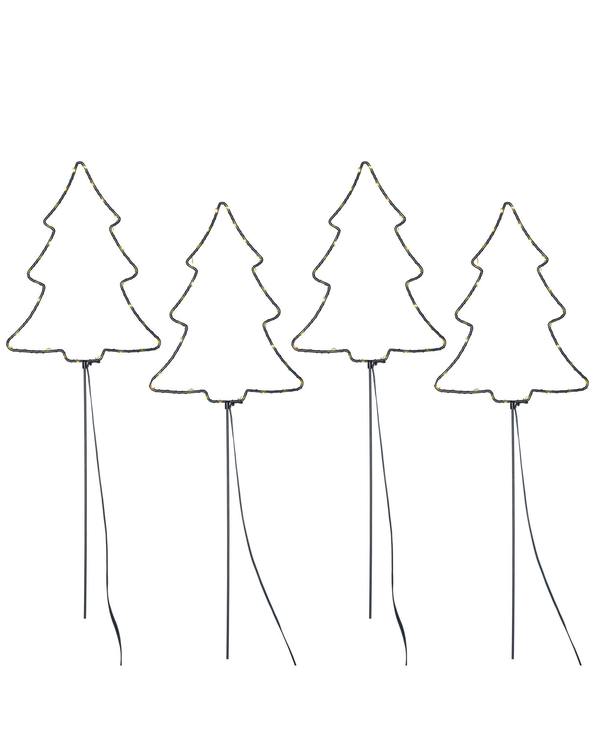 Set of 4 Christmas Tree Pathway Stake Lights, 70 cm
