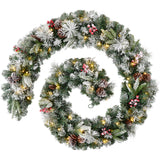 Pre-Lit Extra-Thick Mixed Pine Snow Flocked Garland, 9 ft