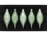 Mint Green Glass Baubles, 5 Pack, 15 cm