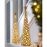 Set of 2, Pre-Lit Christmas Tree Decorations, Gold, 45 cm