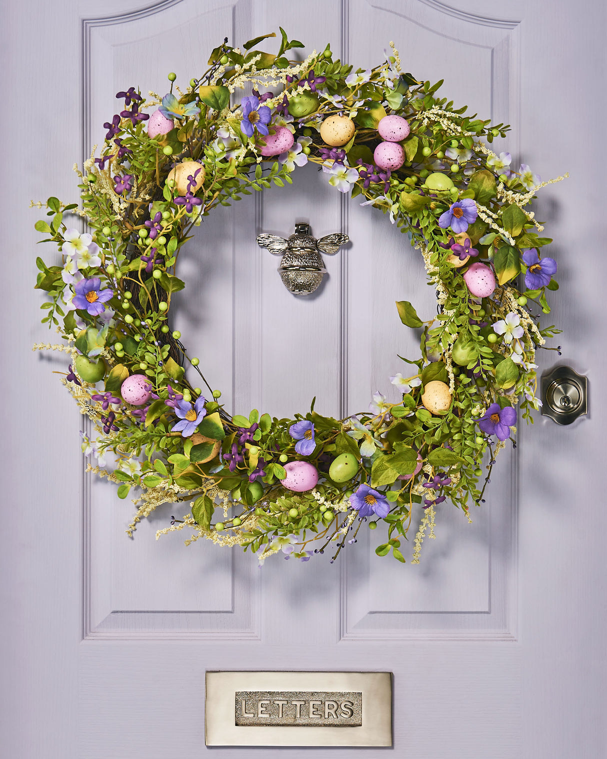 Artificial Easter Egg Wreath, Purple, 28 Inch