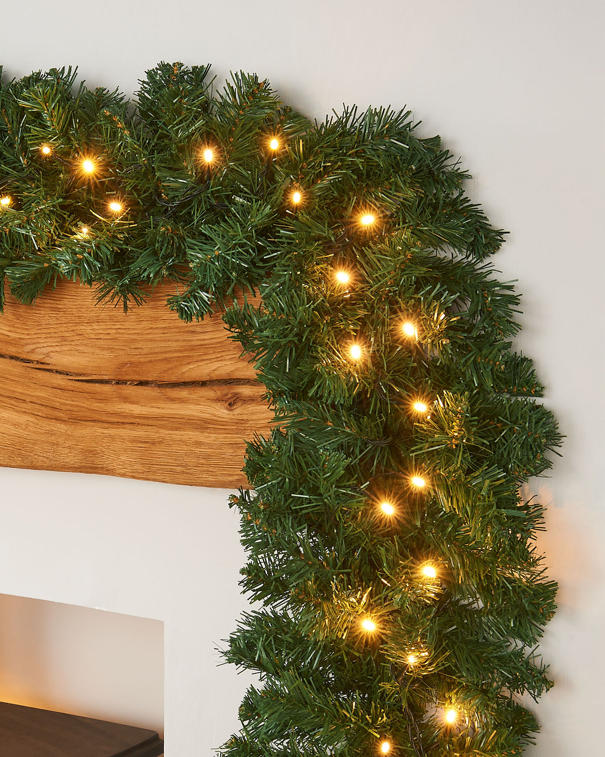 Pre-Lit Extra-Thick Multi-Functional Pine Garland, 9 ft