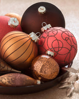 Copper Glass Baubles, 3 Pack, 11 cm