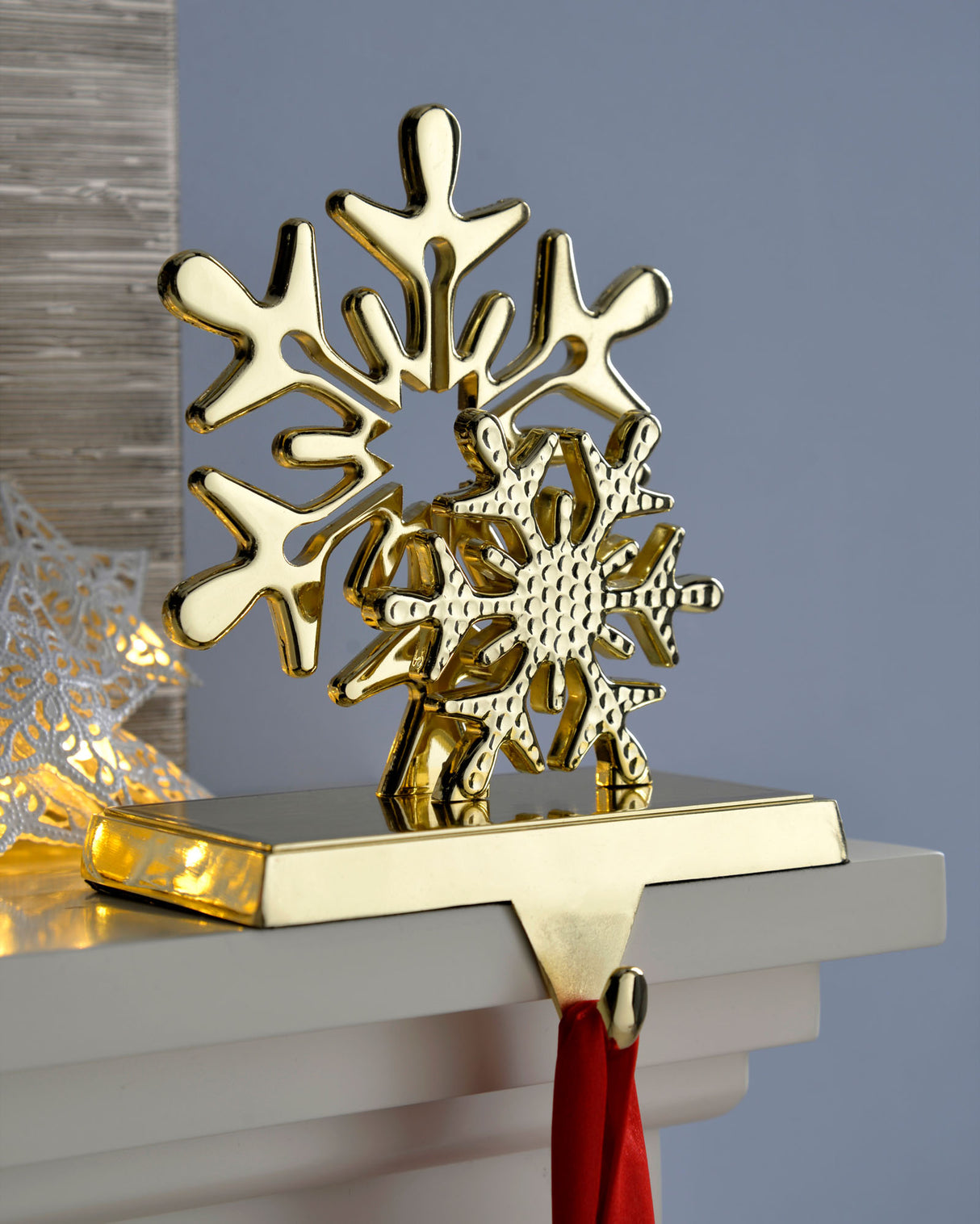 Snowflake Stocking Holder, Gold, 17 cm