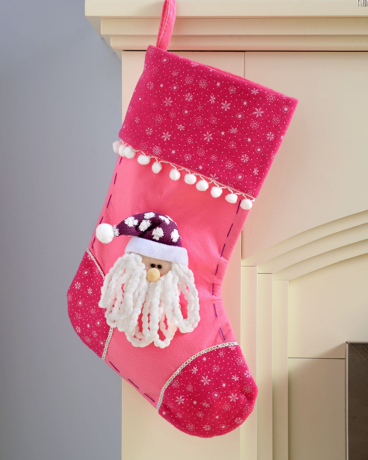 Santa Stocking, Pink/Purple, 48 cm