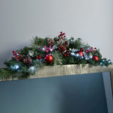 Pre-Lit Frosted Decorated Arch Garland with 20 Cool White LEDs, 3 ft