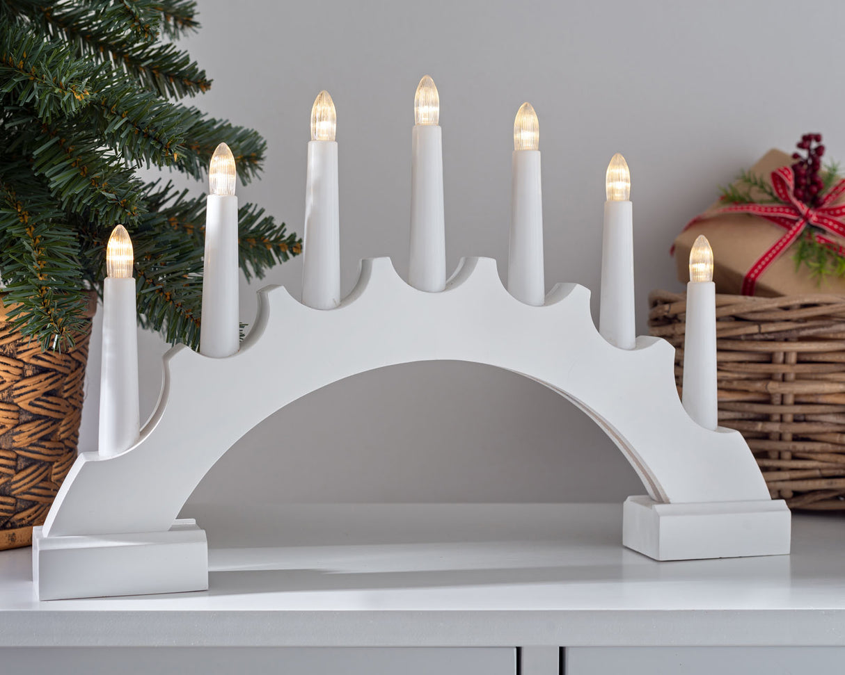 Pre-Lit Wooden Candle Bridge with Timer