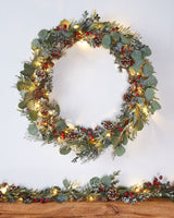 Frosted Red Berry Garland & Wreath Bundle