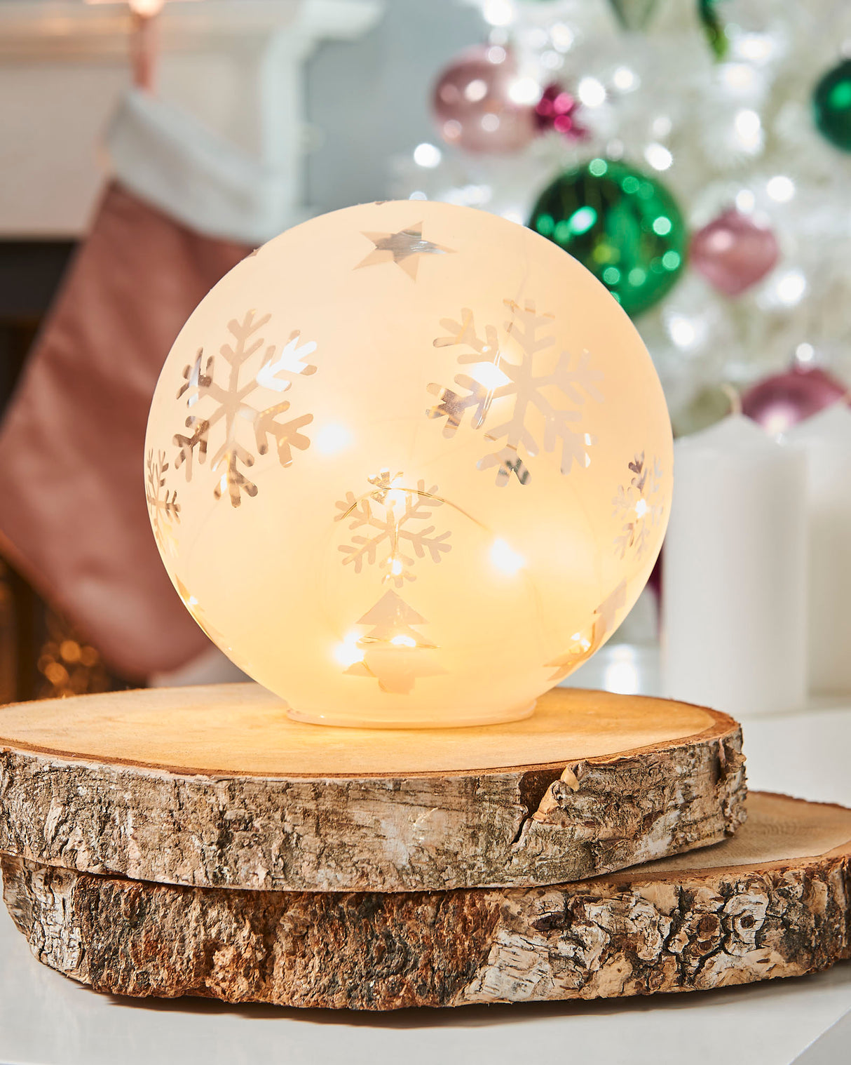 Frosted Glass Snowflake Lamp, 15 cm